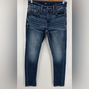 BKE Alec straight leg medium wash whisker denim jean men’s size 27x32